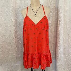 Arizona Jean Company Red/Orange dress with Floral Accents